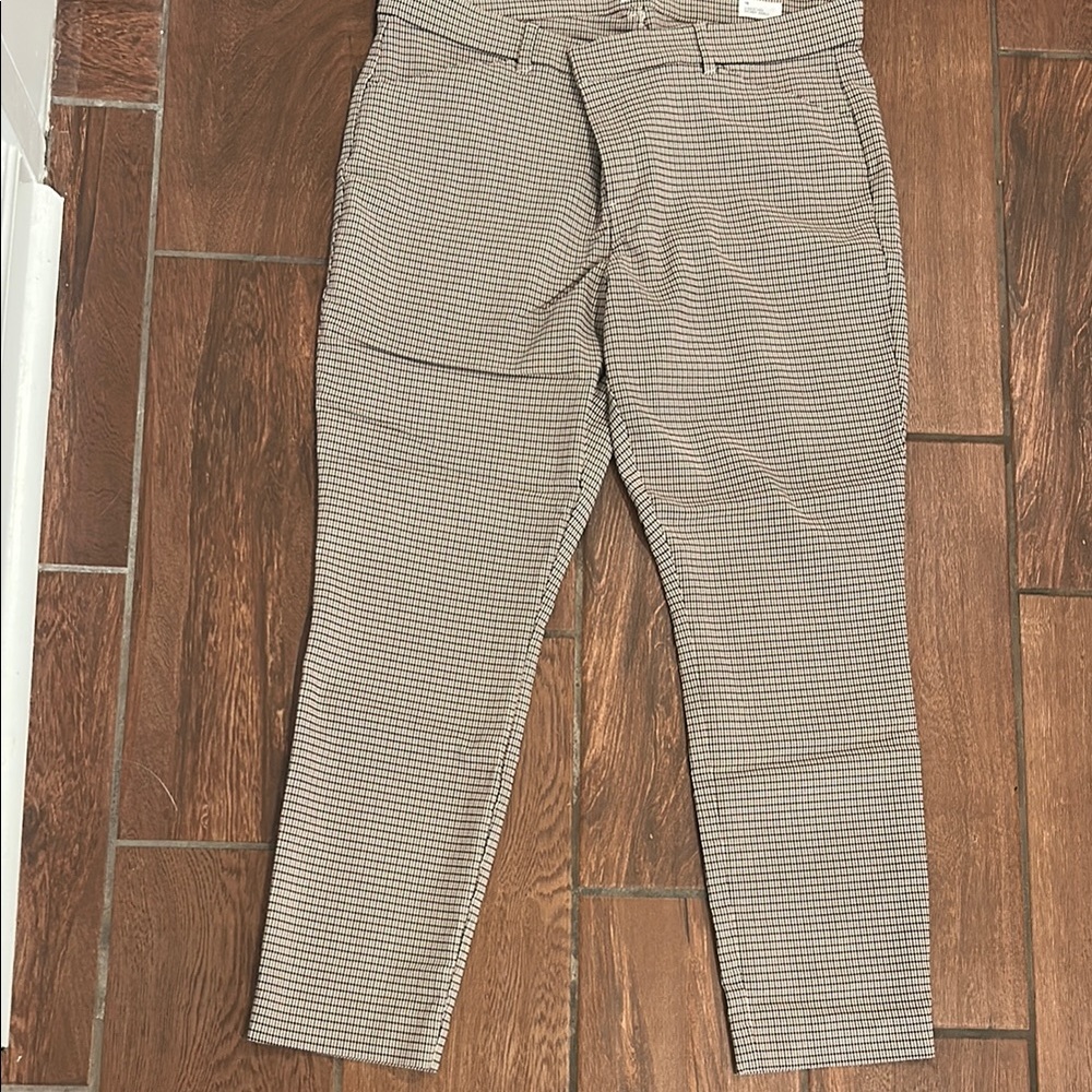 GAP Women's Straight Leg Pants - Brown Checkered